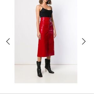 Balenciaga red leather skirt Balenciaga